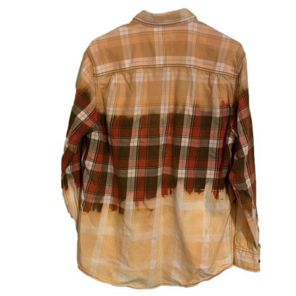 Faded glory flannel Upcycled bleach Ombre shirt size medium - Picture 5 of 5